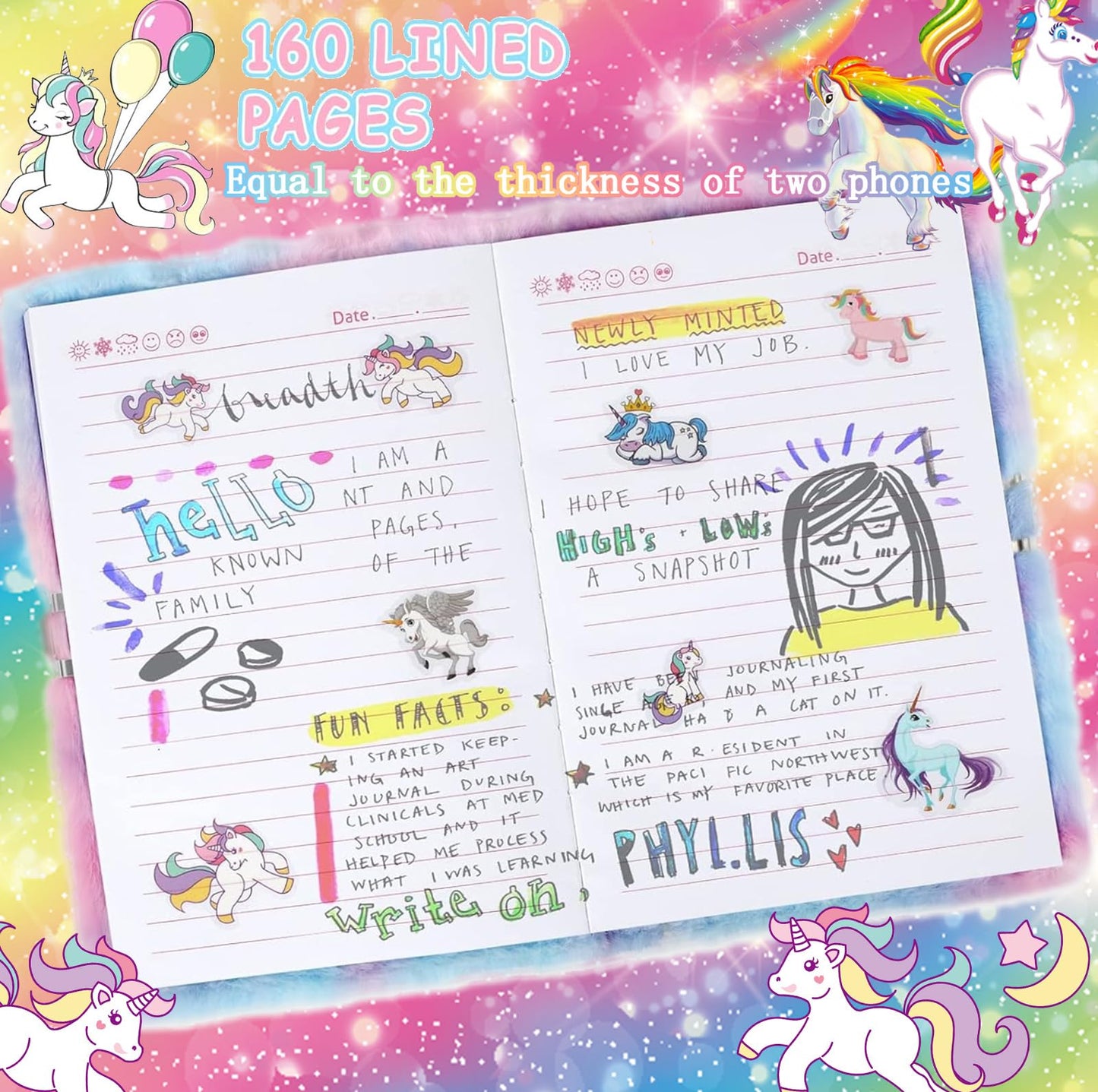 JYPLKCMT Fluffy Diary with Lock for Girls – Secret Journal Gift