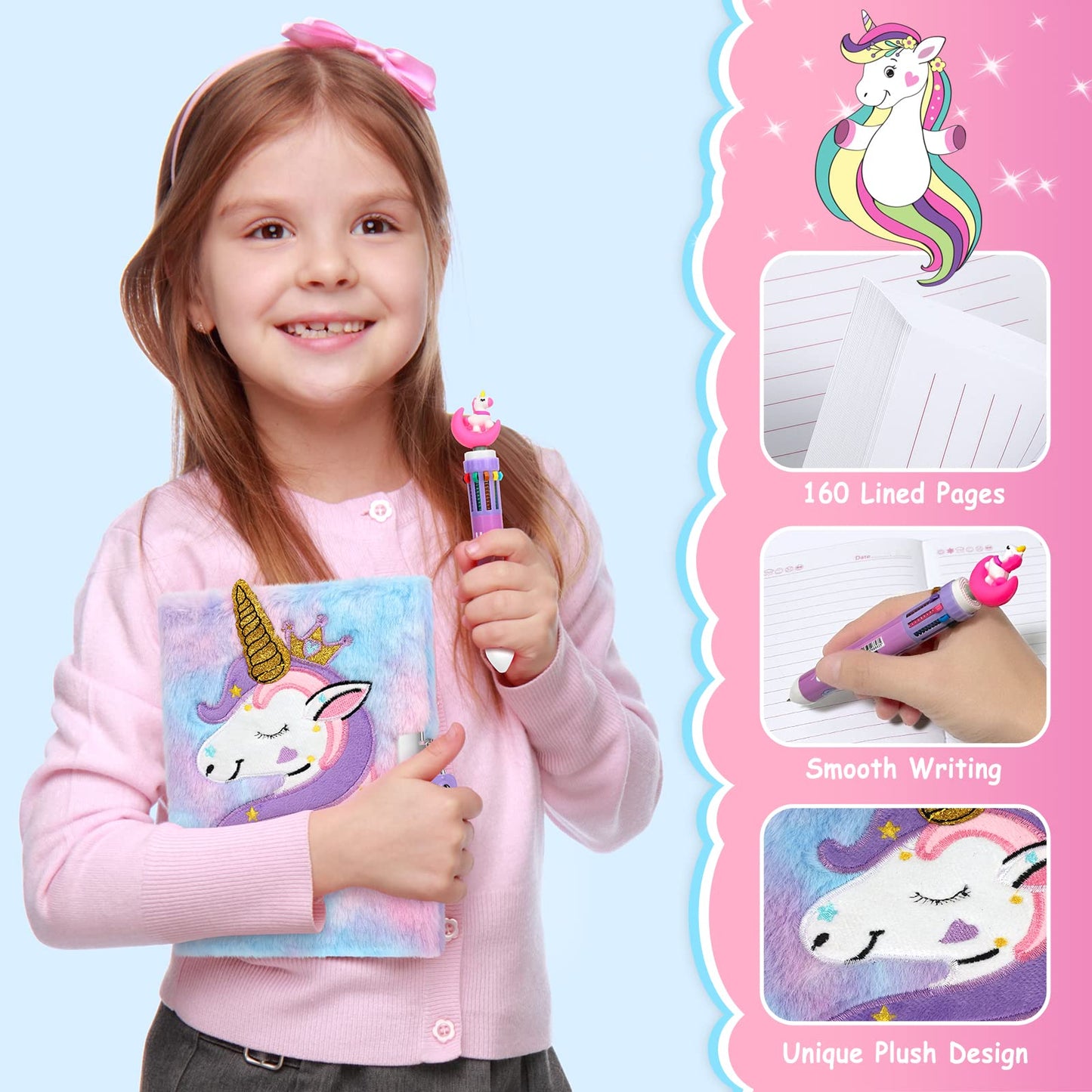 JYPLKCMT Fluffy Diary with Lock for Girls – Secret Journal Gift