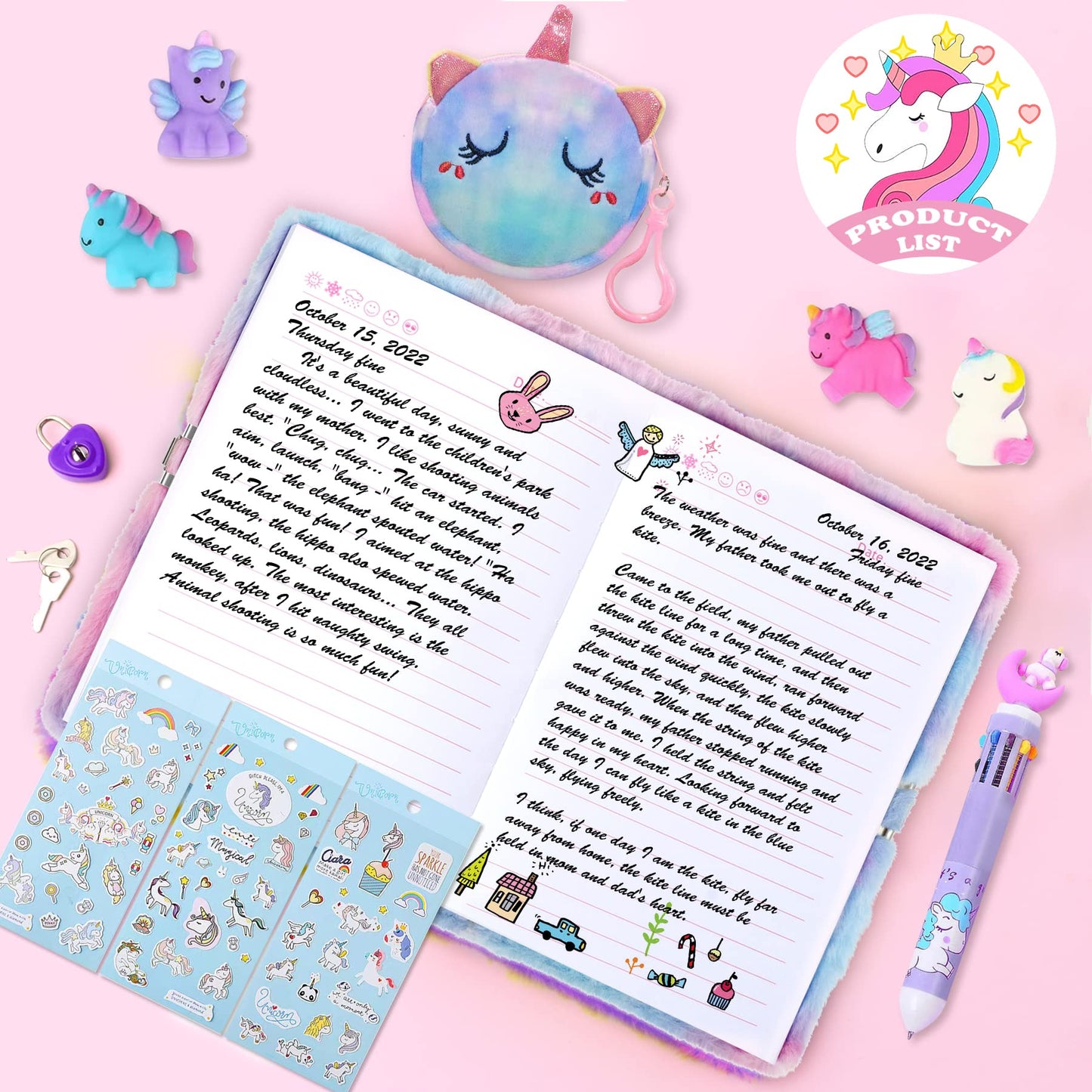 JYPLKCMT Fluffy Diary with Lock for Girls – Secret Journal Gift