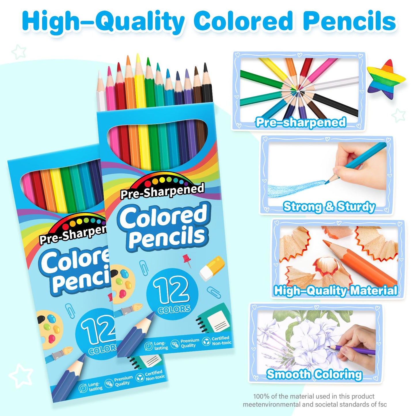 Jyusmile 432-Count Colored Pencils Bulk – 36 Packs of 12, Pre-Sharpened Kids & Classroom Supplies