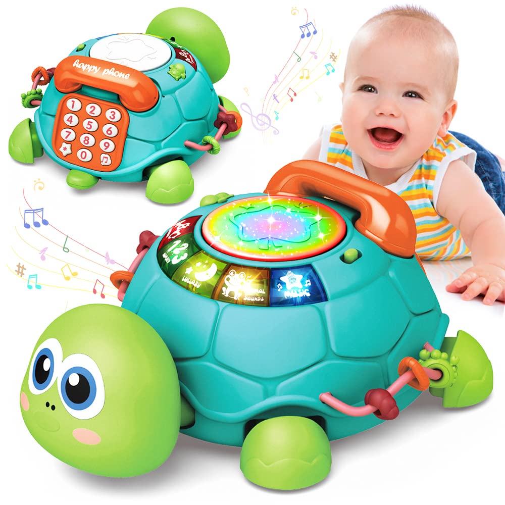 Jyusmile Baby Turtle Toy for 6-12 Months | Musical Crawling Toy with Light & Sound