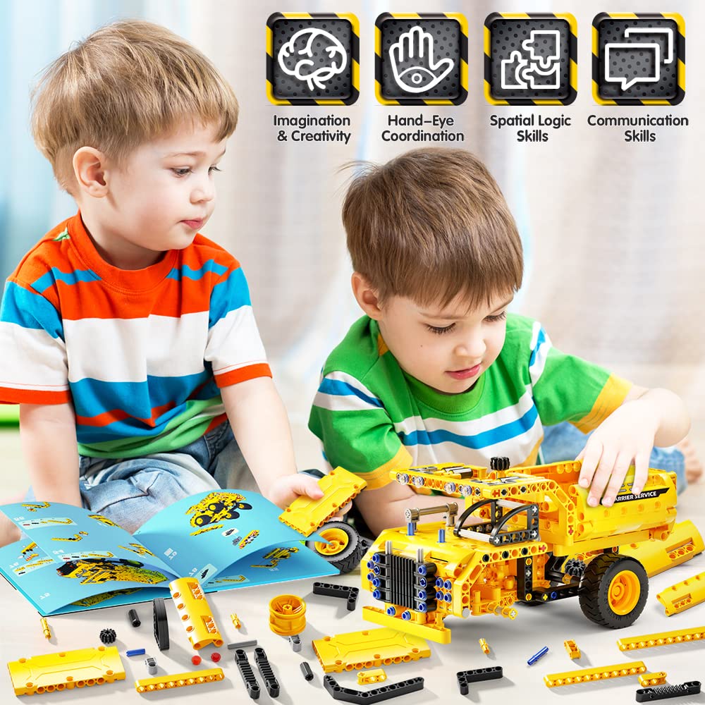 Jyusmile STEM Toy 2-in-1 Truck & Plane Building Kit – 361+ Pcs DIY Engineering for Kids 6-12