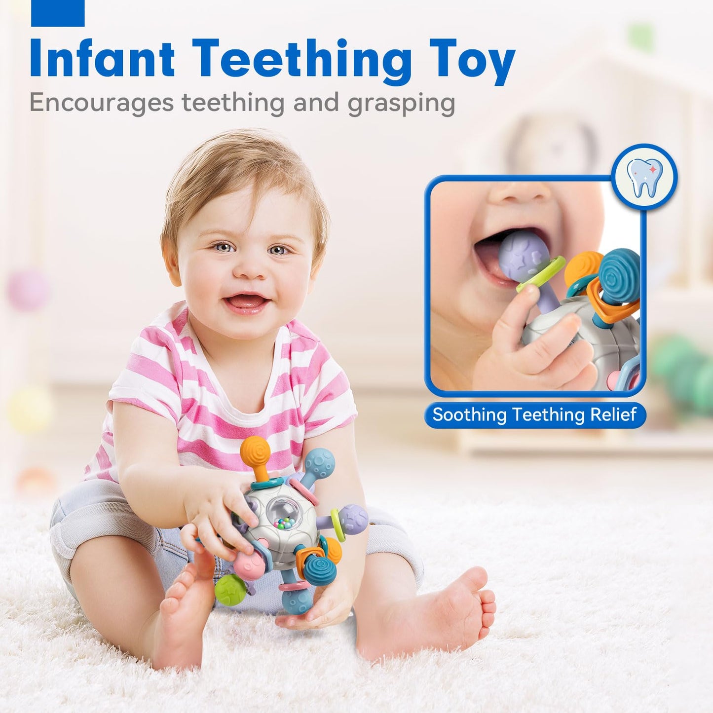Jyusmile Baby Sensory Teething Toys Set – Montessori Toys for 0-18 Months