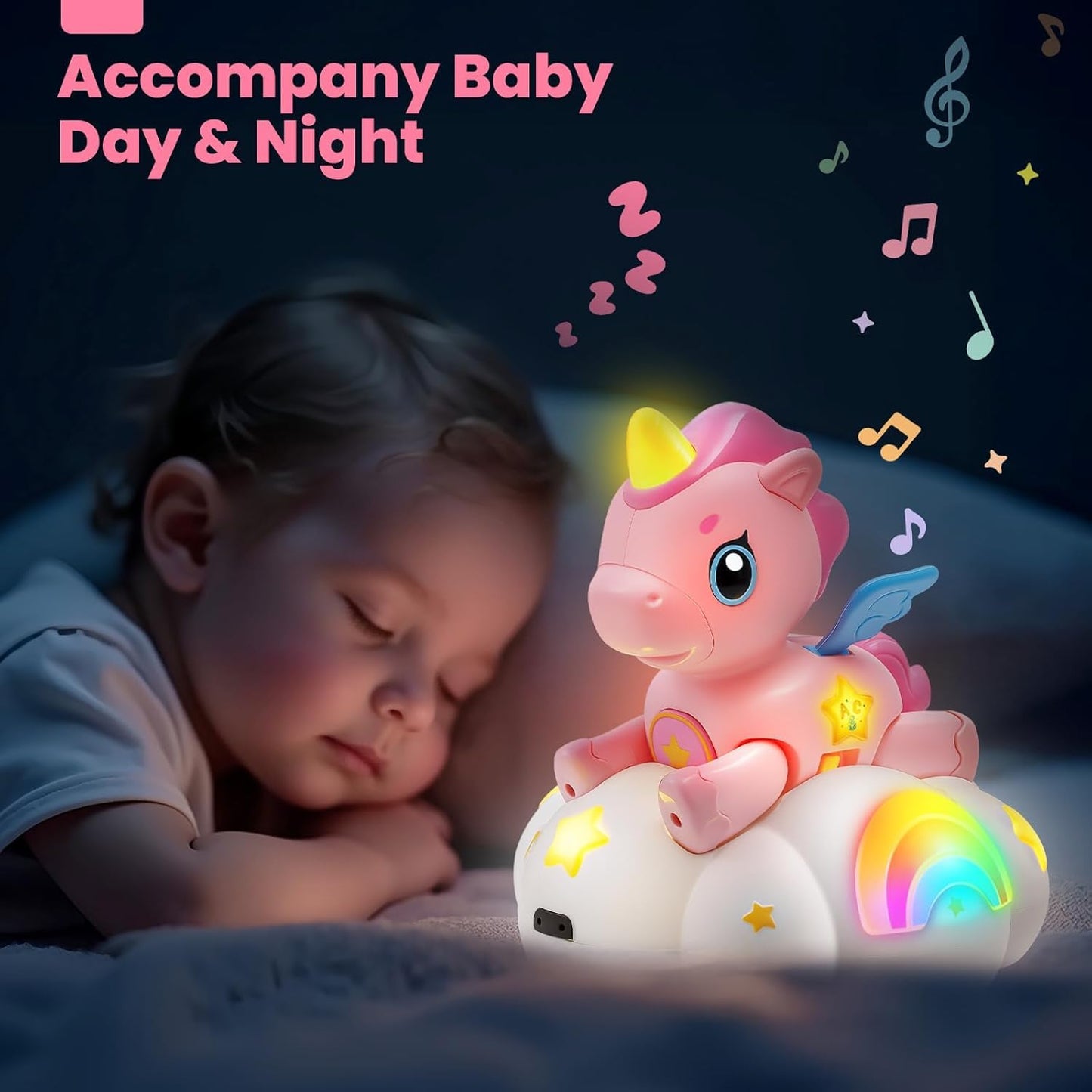 Jyusmile Musical Crawling Baby Toy 6-12 Months+ | Sensory Learning & 2-in-1 Unicorn Toy