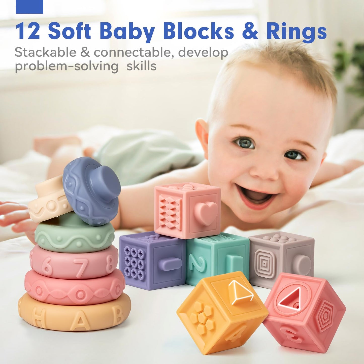 Jyusmile Baby Sensory Teething Toys Set – Montessori Toys for 0-18 Months