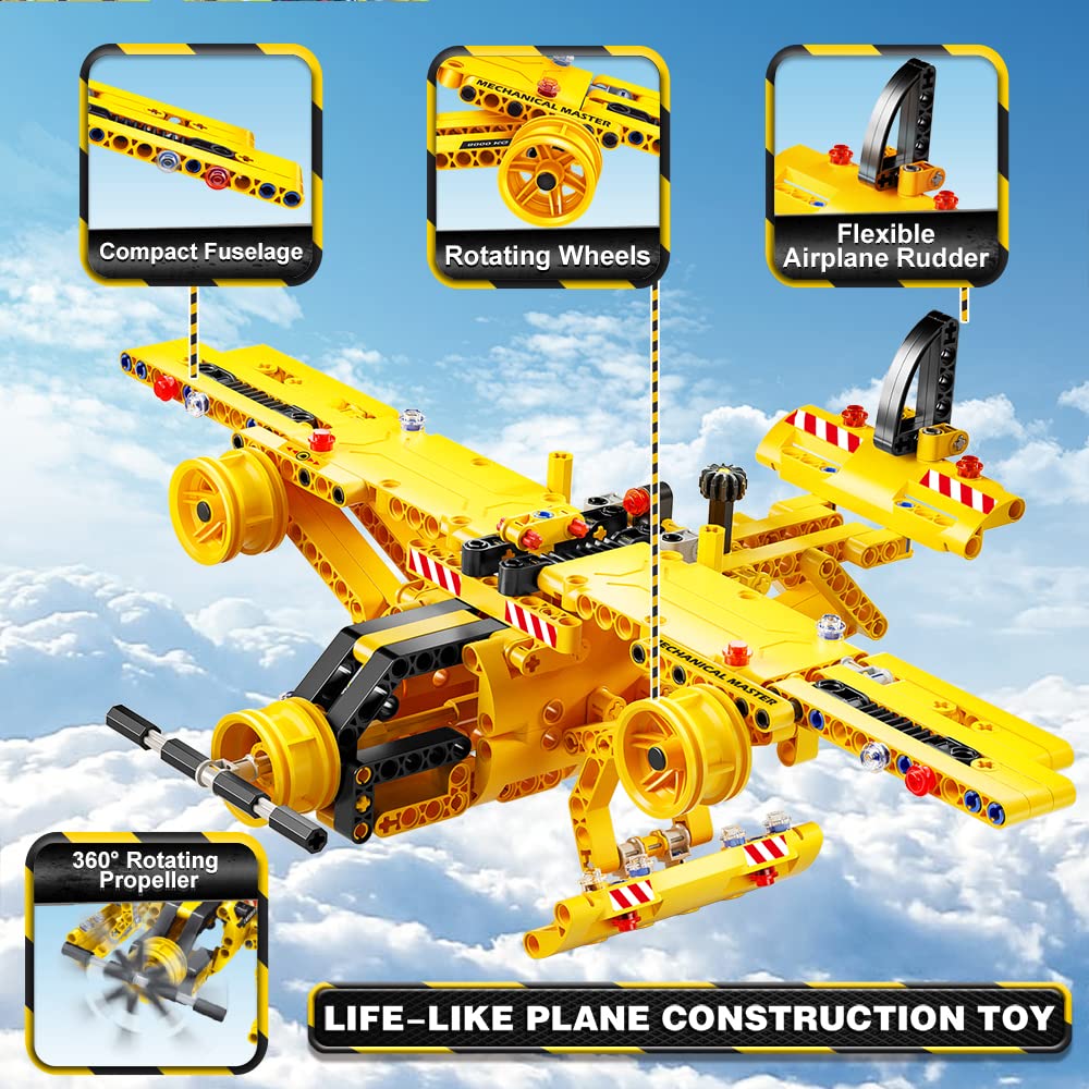 Jyusmile STEM Toy 2-in-1 Truck & Plane Building Kit – 361+ Pcs DIY Engineering for Kids 6-12