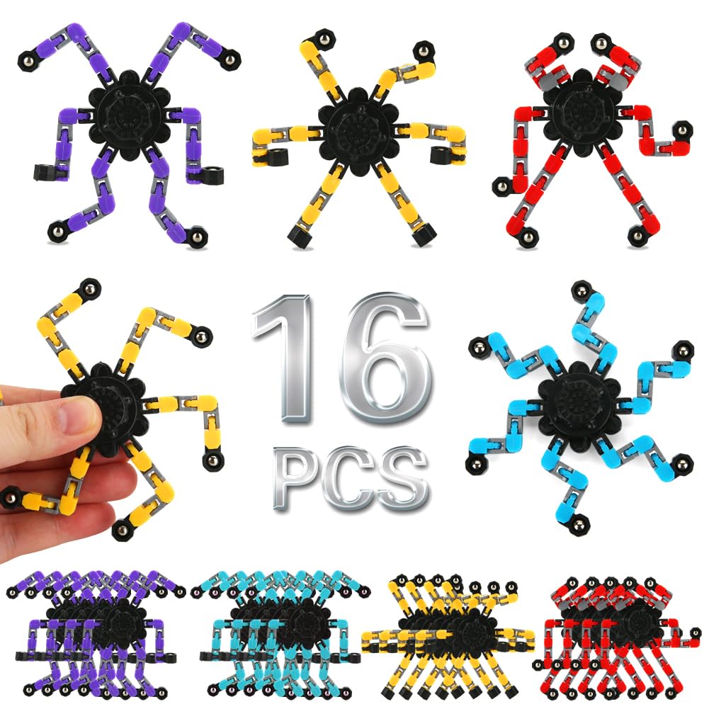 JYXT 16-Pack Deformable Fidget Spinners – Stress Relief & Focus DIY Chain Toy