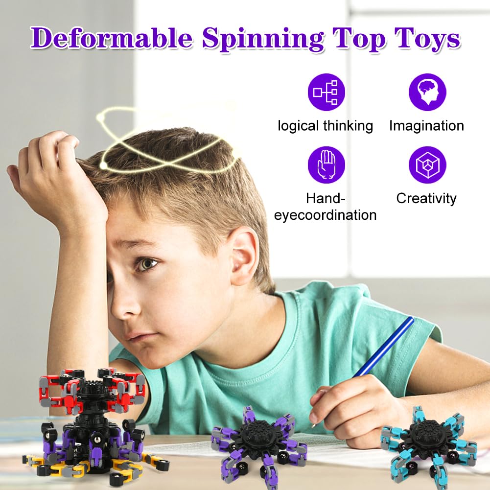 JYXT 8-Pack Transformable Fidget Spinners – Kids’ Toys, Party Favors & Classroom Prizes