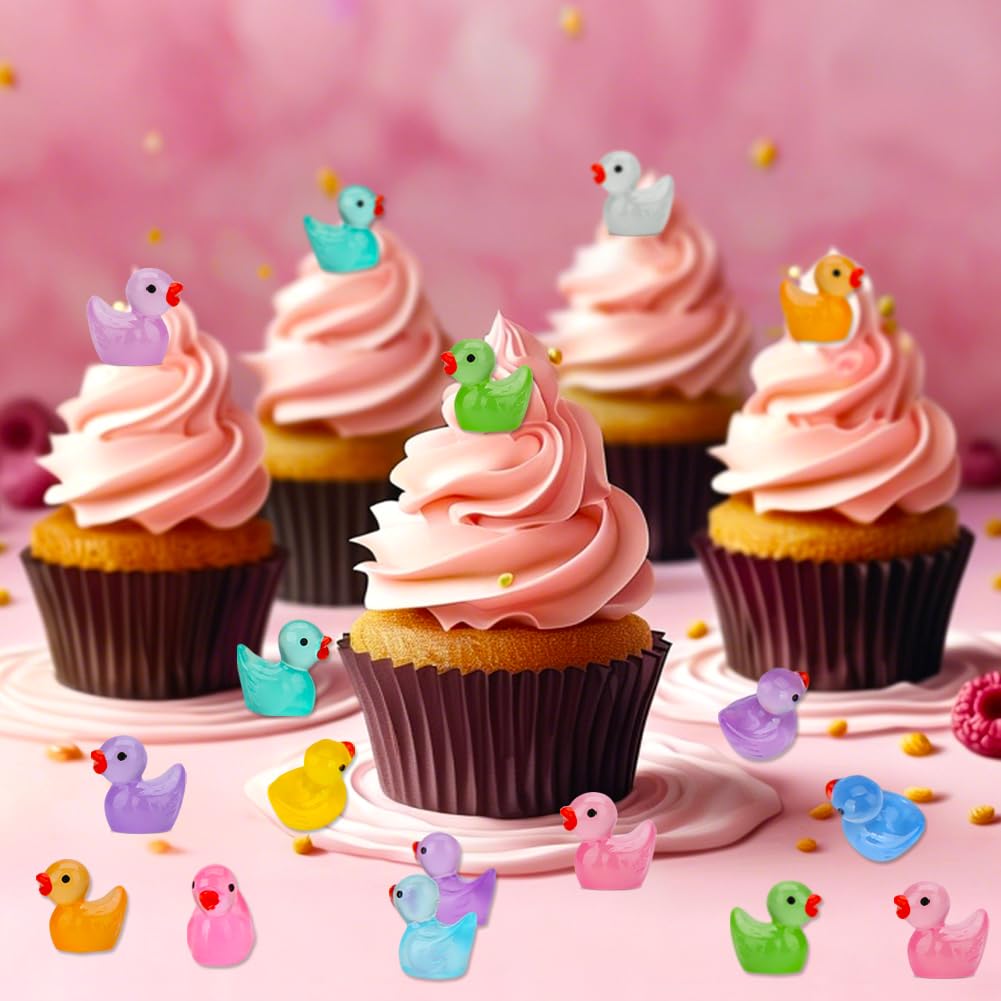 JYXT Glow in the Dark Mini Resin Ducks — 250 Pcs for Aquarium, Dollhouse & Micro Landscape