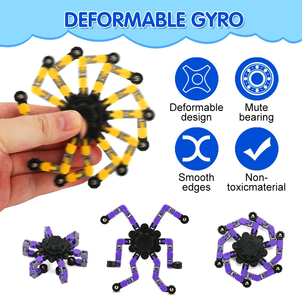 JYXT 16-Pack Deformable Fidget Spinners – Stress Relief & Focus DIY Chain Toy