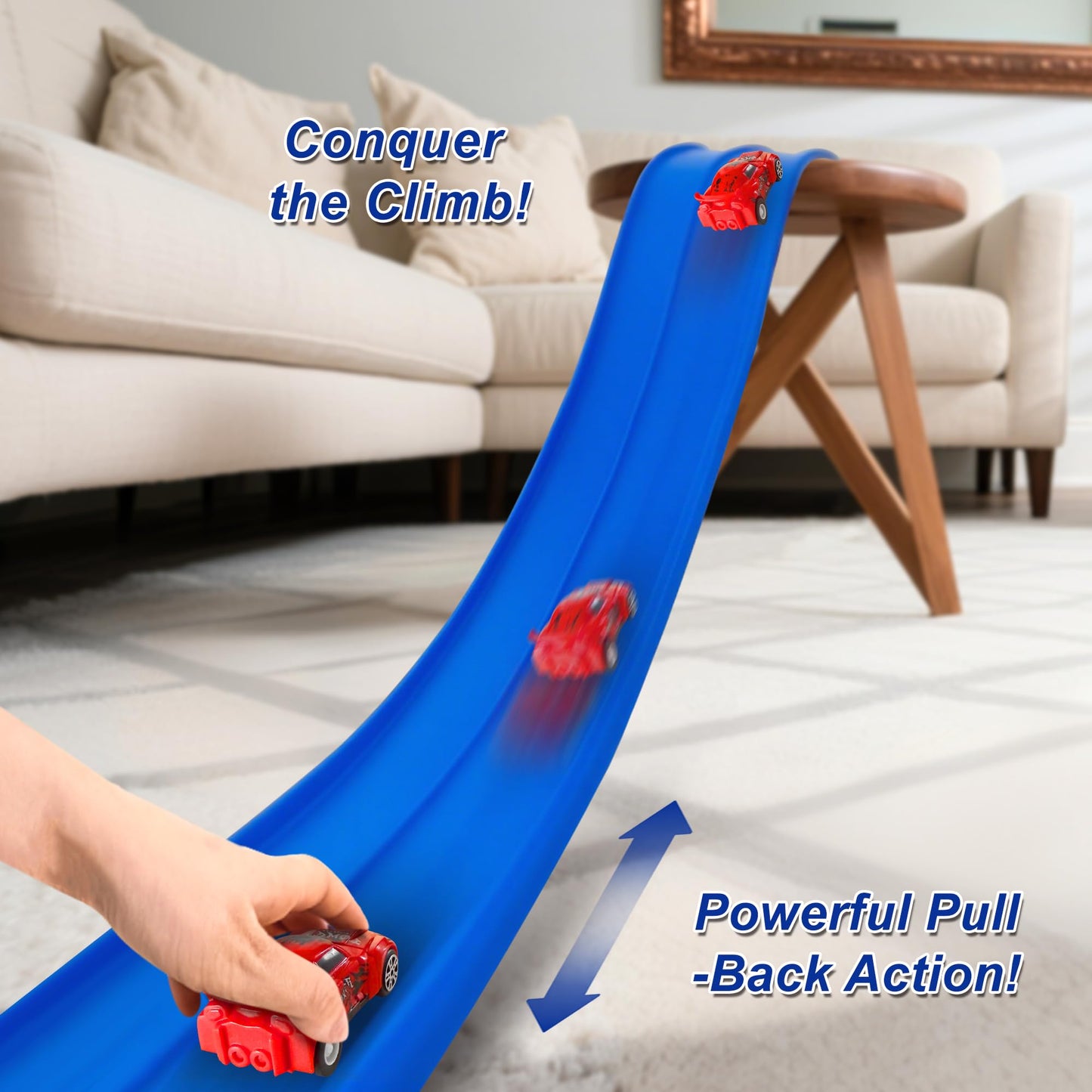 Jyyuehai Flexible Race Track for Kids - 20ft Roll-Up Track with Suction Cups | 1/64 Scale Compatible
