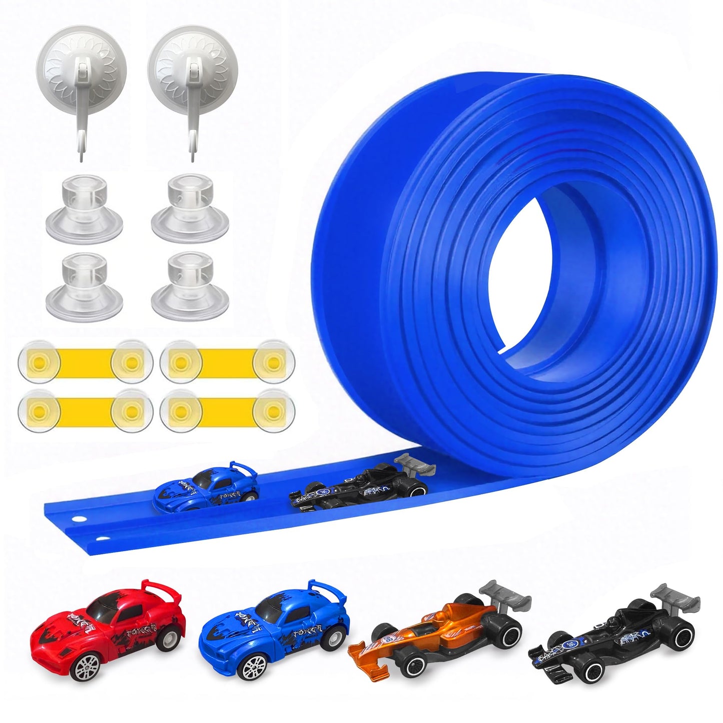 Jyyuehai Flexible Race Track for Kids - 20ft Roll-Up Track with Suction Cups | 1/64 Scale Compatible