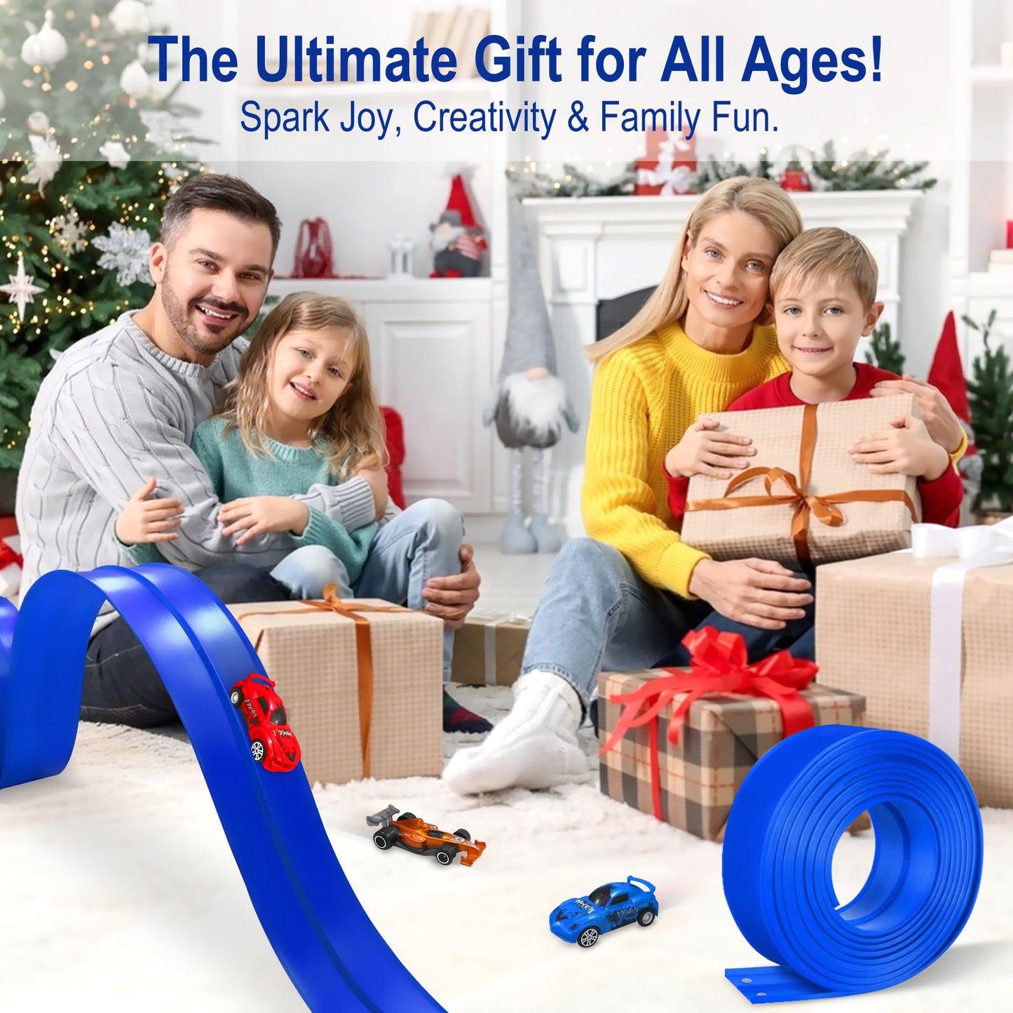 Jyyuehai Flexible Race Track for Kids - 20ft Roll-Up Track with Suction Cups | 1/64 Scale Compatible
