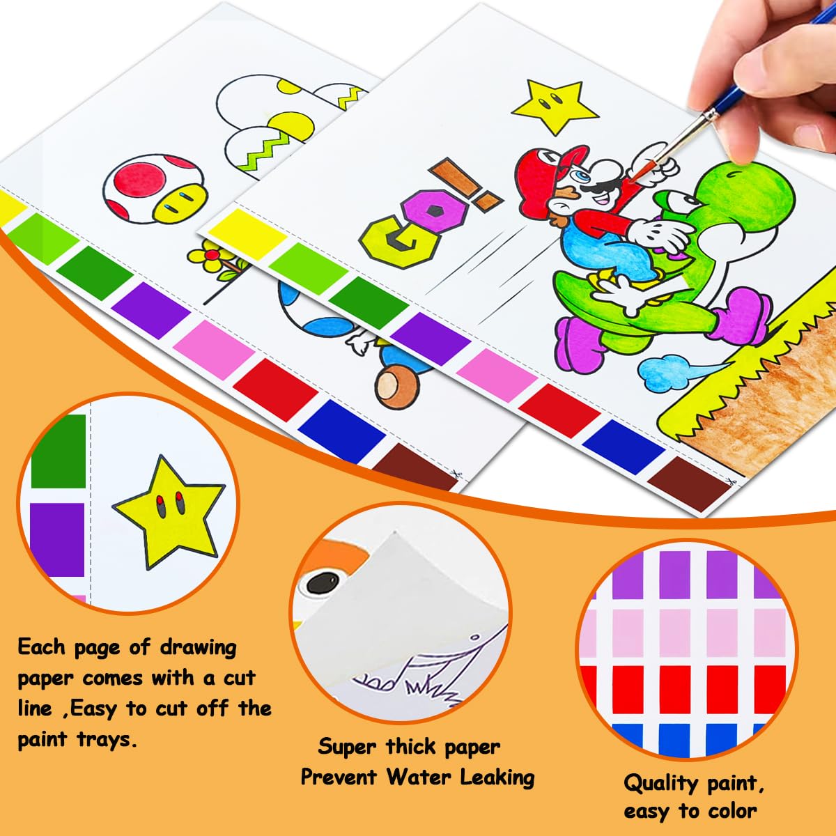 JZILU Watercolor Coloring Book for Kids - Paint with Water Magic Set & Travel Art Kit