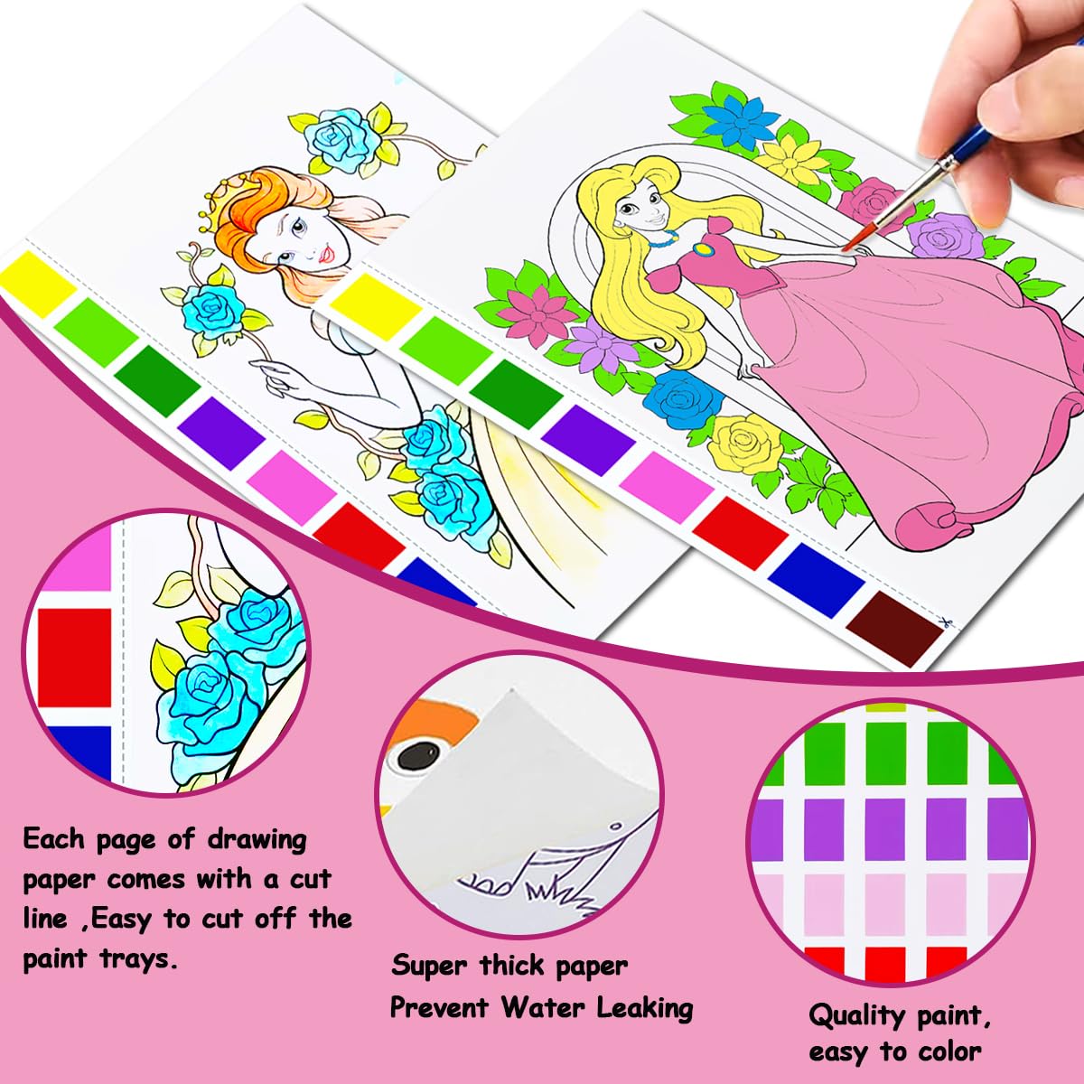 JZILU Watercolor Coloring Book for Kids - Paint with Water Magic Set | Travel Arts & Crafts Kit