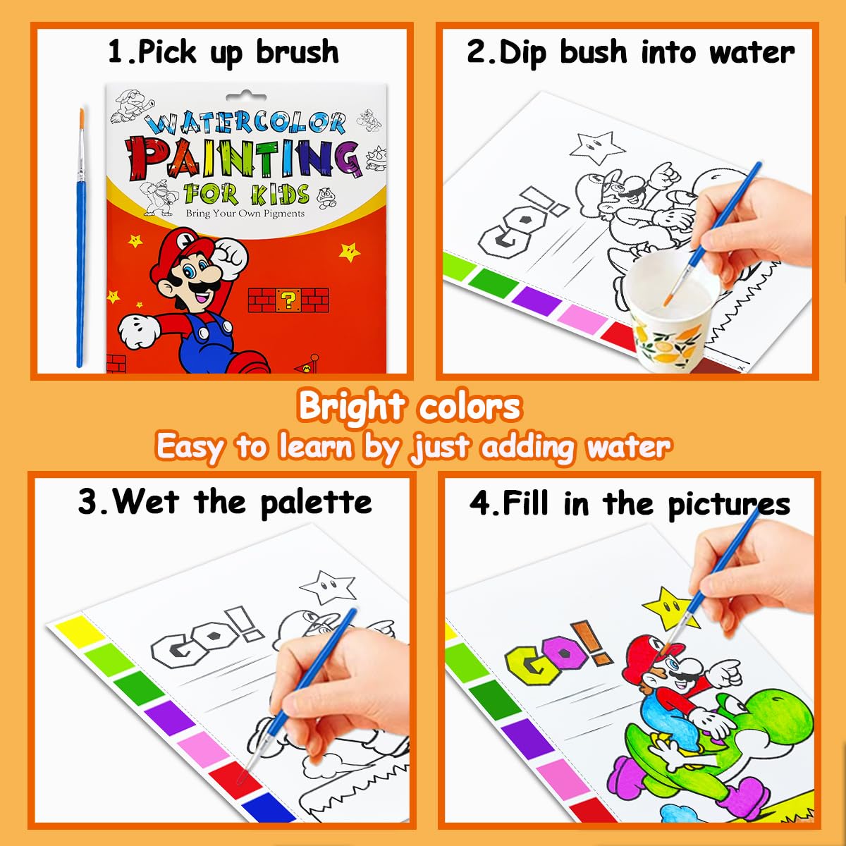 JZILU Watercolor Coloring Book for Kids - Paint with Water Magic Set & Travel Art Kit