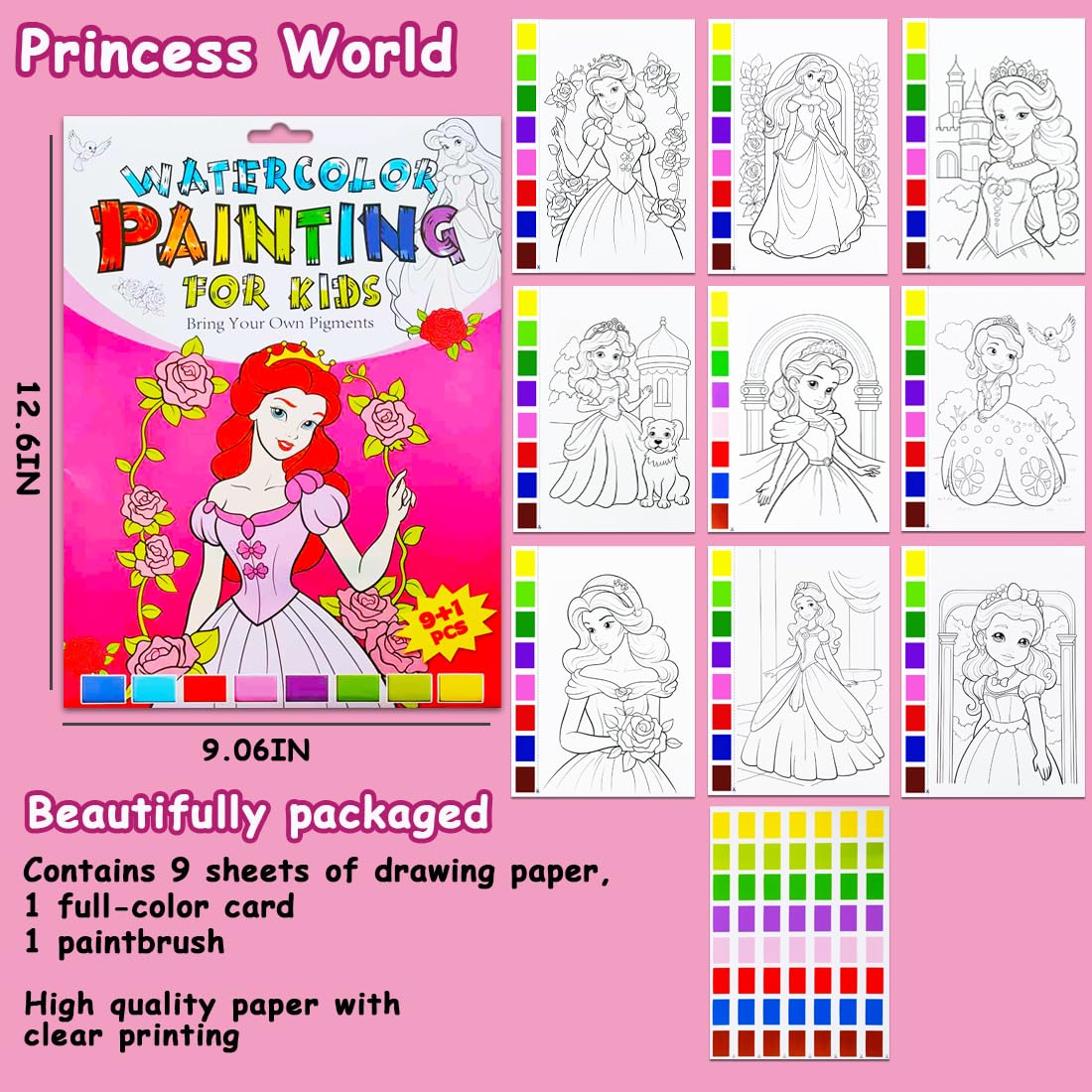 JZILU Watercolor Coloring Book for Kids - Paint with Water Magic Set | Travel Arts & Crafts Kit