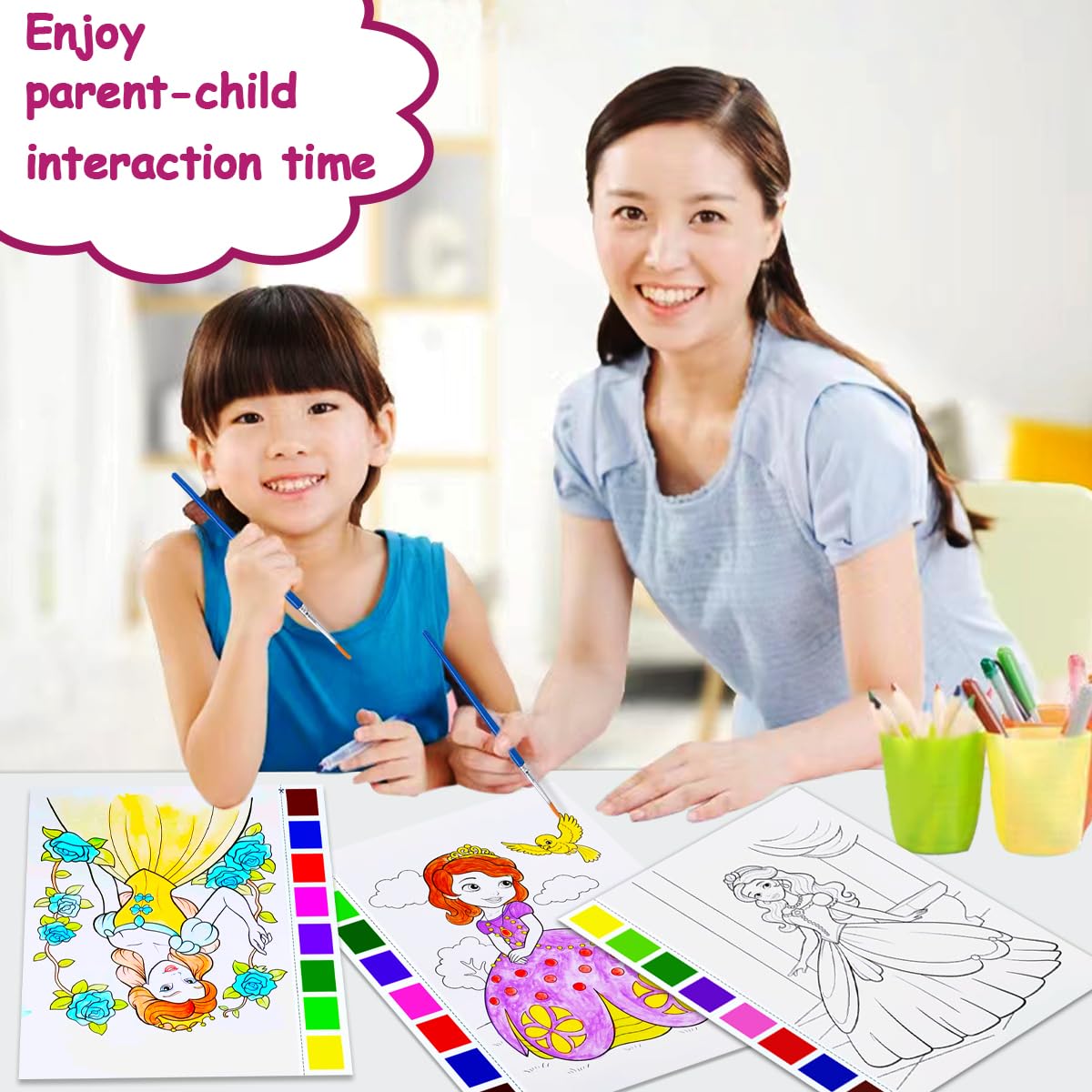 JZILU Watercolor Coloring Book for Kids - Paint with Water Magic Set | Travel Arts & Crafts Kit