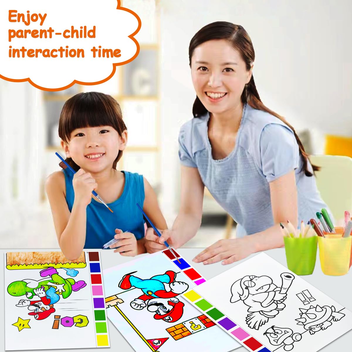 JZILU Watercolor Coloring Book for Kids - Paint with Water Magic Set & Travel Art Kit