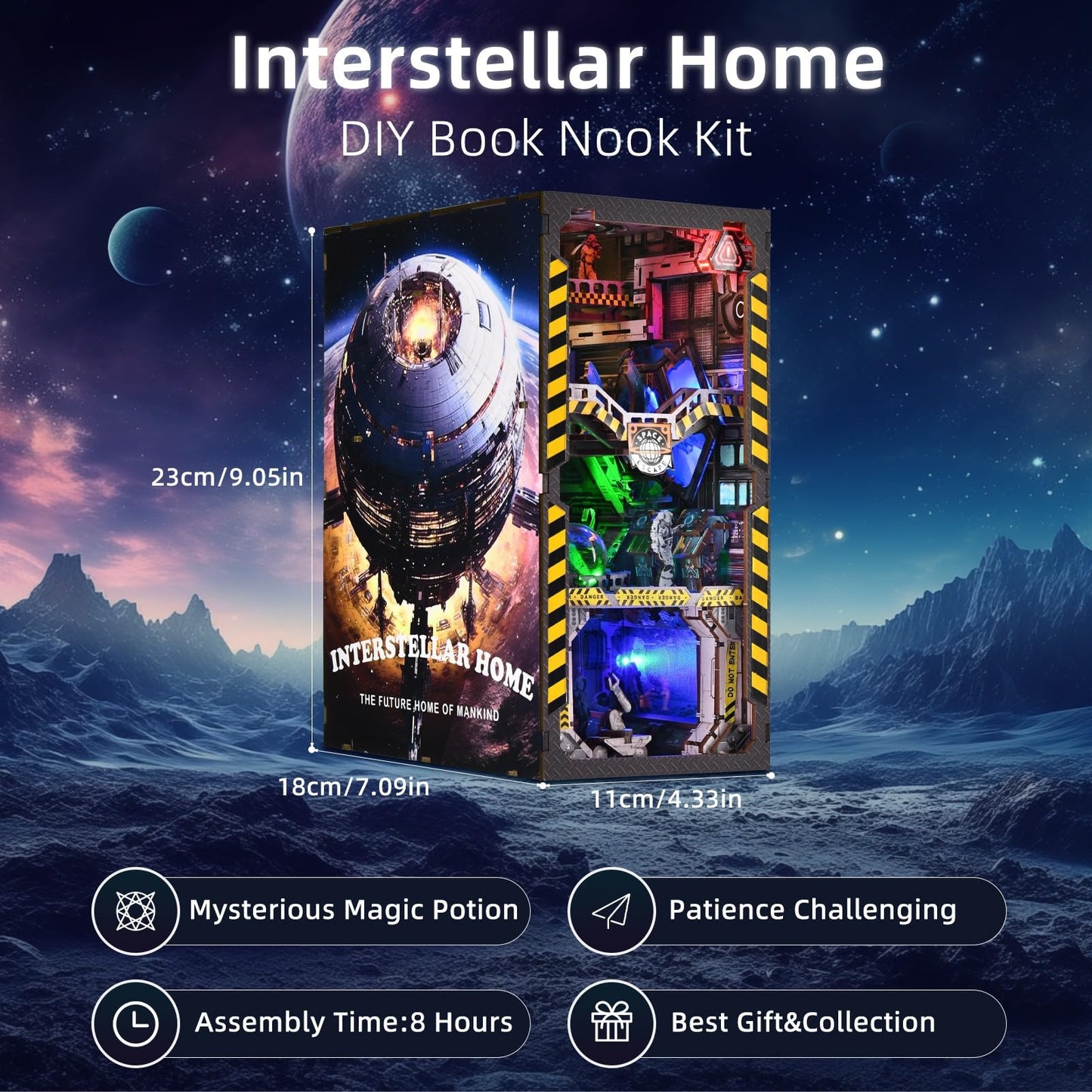KaayeeWood Interstellar Book Nook Kit – DIY Miniature House for Shelf Decor