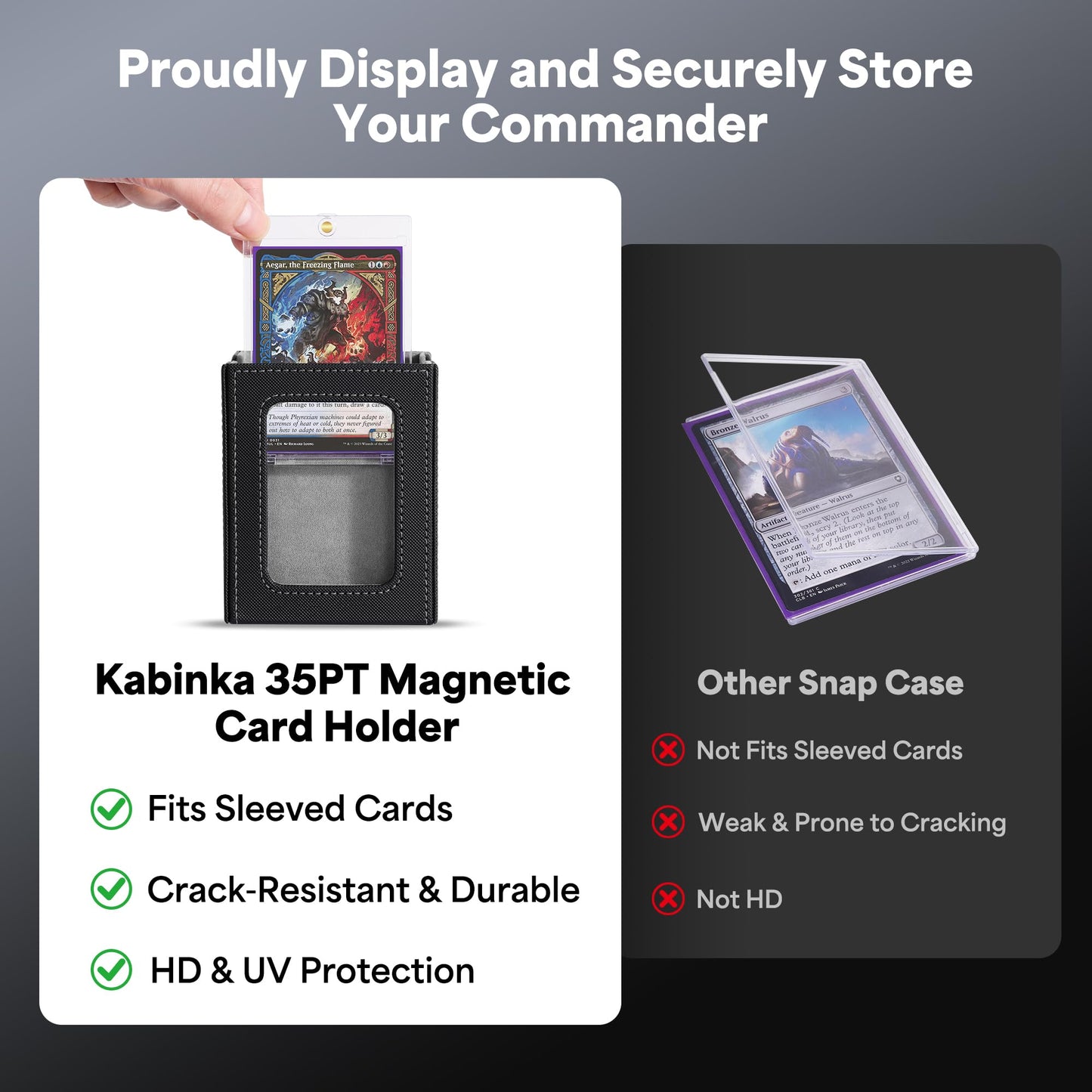 Kabinka Commander Deck Box for MTG — 5-in-1 Multi Deck Case with Handle, 400+ Cards, Large Dice Tray, 35PT Card Holders (Black)