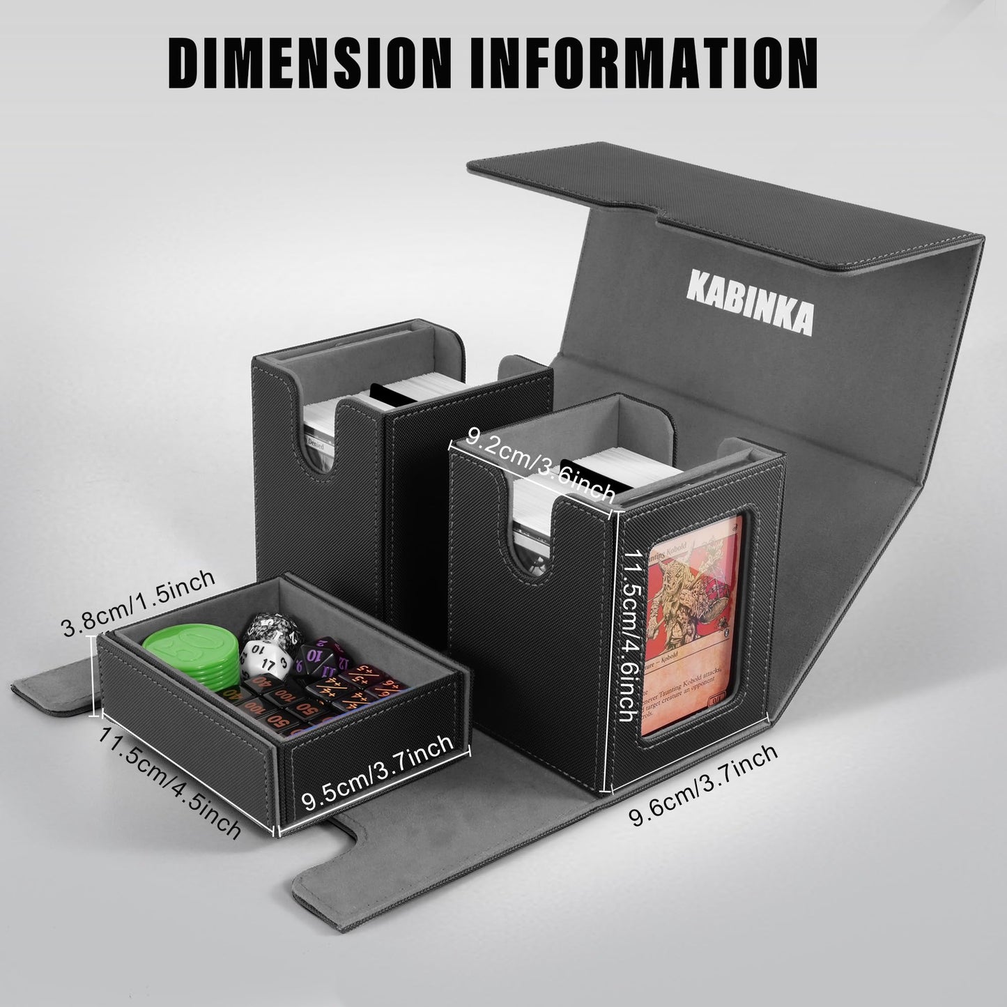 Kabinka 3-in-1 MTG Deck Box with Commander Display — 200 Cards (Black)