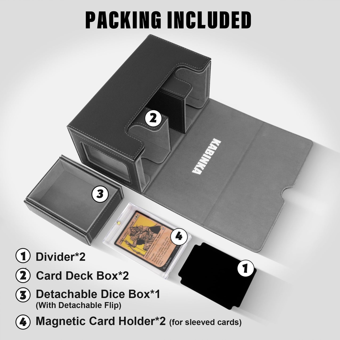 Kabinka 3-in-1 MTG Deck Box with Commander Display — 200 Cards (Black)