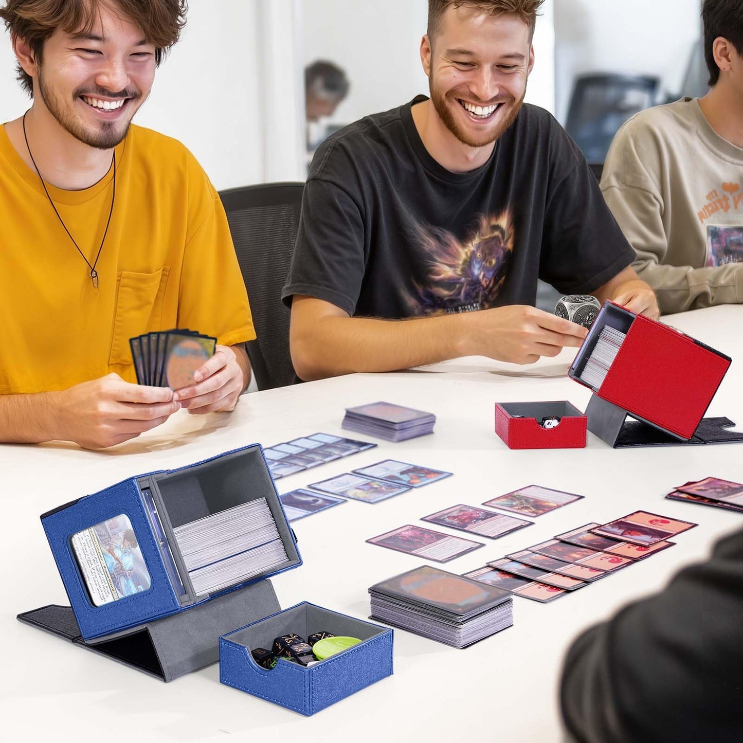 Kabinka MTG Deck Box for Commander – Metal Emblem, Dice Tray, 100+ Sleeved Cards