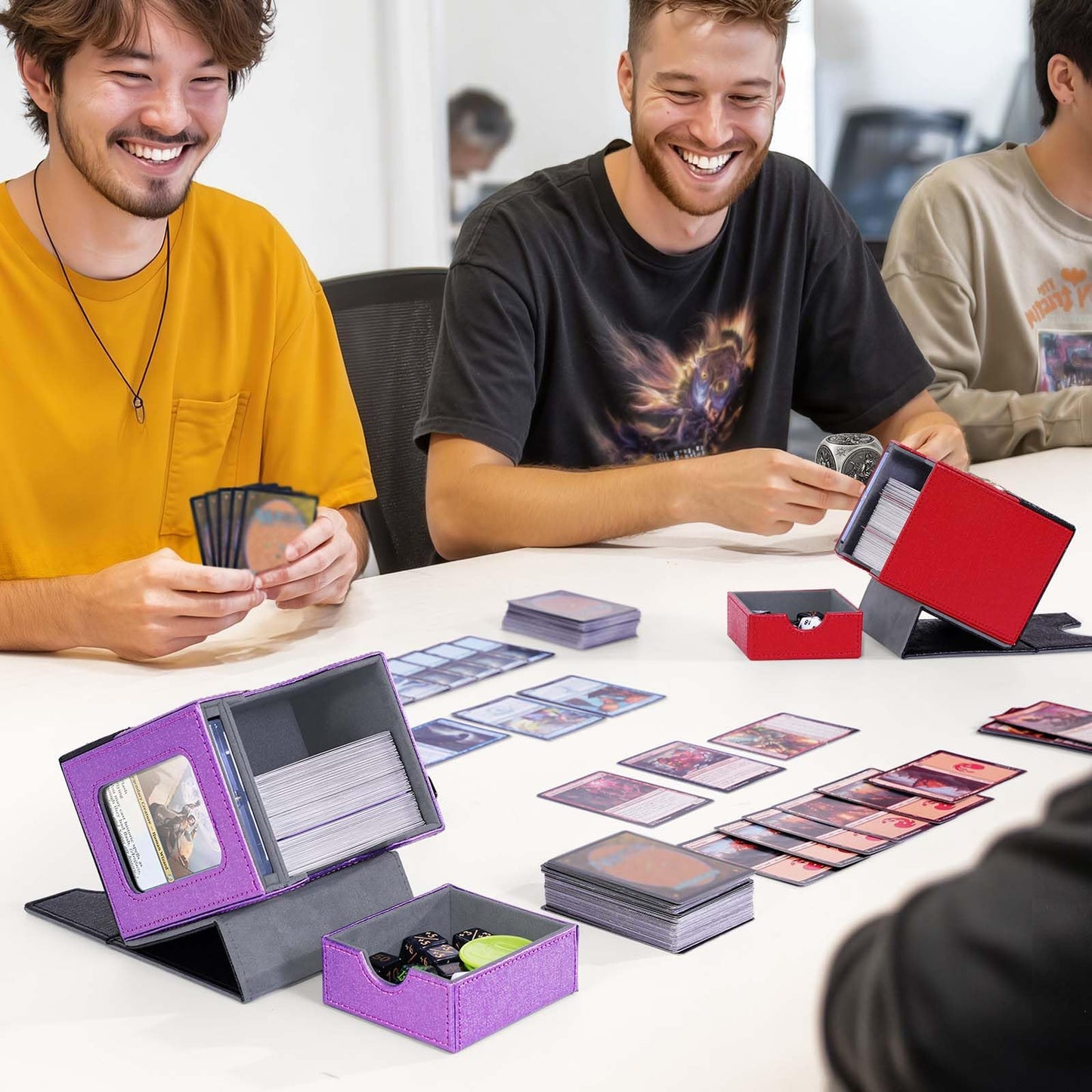 Kabinka Commander Deck Box for MTG with Dice Tray – Holds 100+ Cards, 35PT Magnetic Card Holder, Black & Purple Lotus