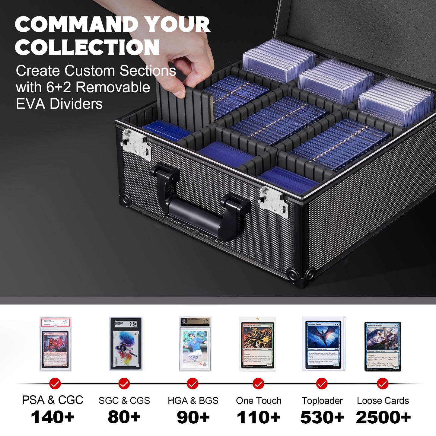 Kabinka Graded Card Storage Box with Display Window — TSA Locks & 110+ Card Capacity