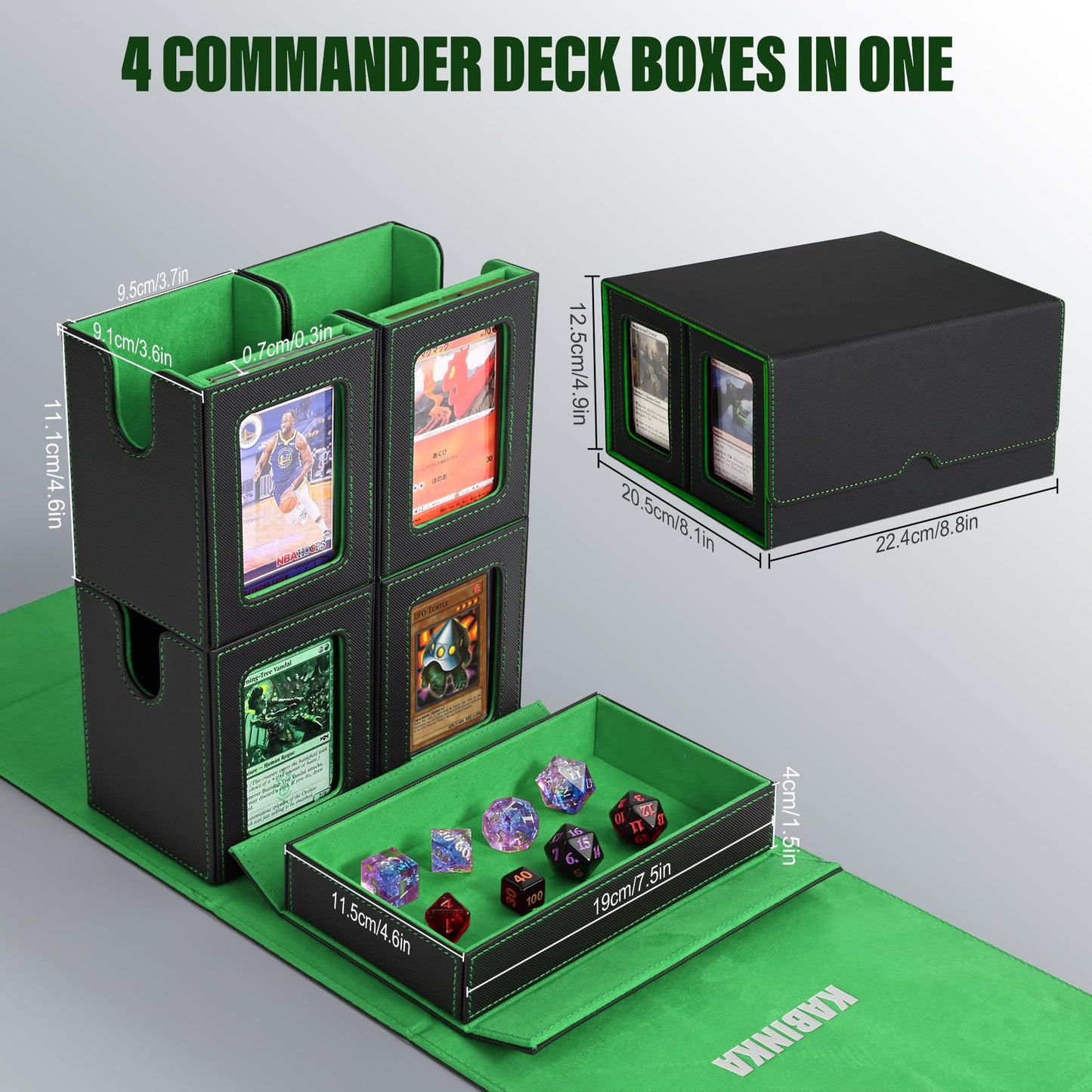 Kabinka 5 in 1 Deck Box for MTG – 400+ Cards, Magnetic Holders, Dice Tray