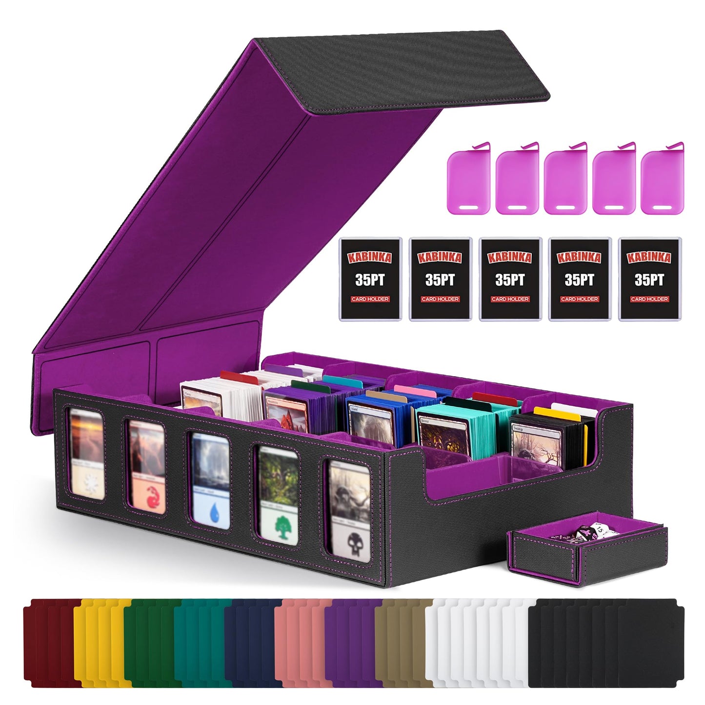 Kabinka Trading Card Storage Box — 5 Row Deck Case with Commander Display | 3900+ Cards