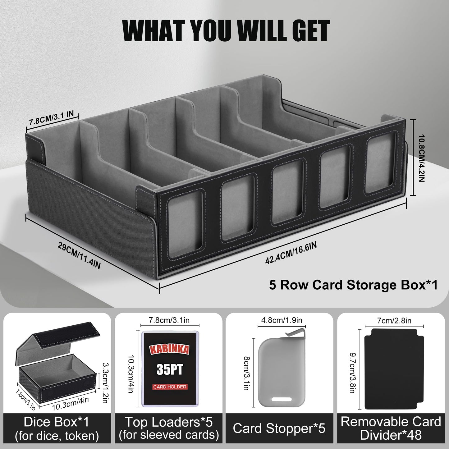Kabinka 5-Row Trading Card Storage Box with Commander Display – 3900+ Capacity