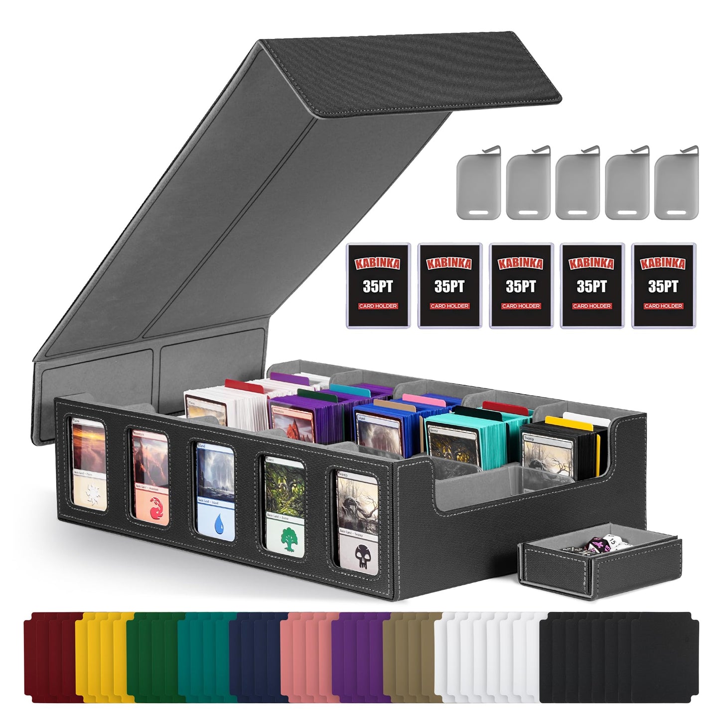Kabinka 5-Row Trading Card Storage Box with Commander Display – 3900+ Capacity