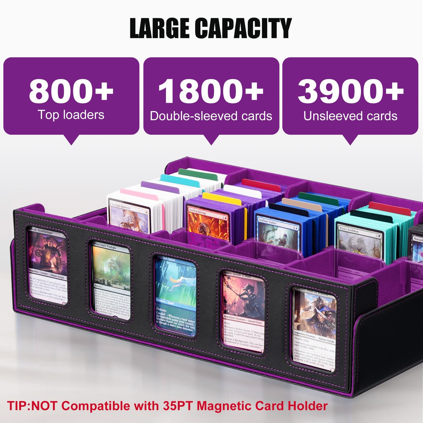 Kabinka Trading Card Storage Box — 5 Row Deck Case with Commander Display | 3900+ Cards