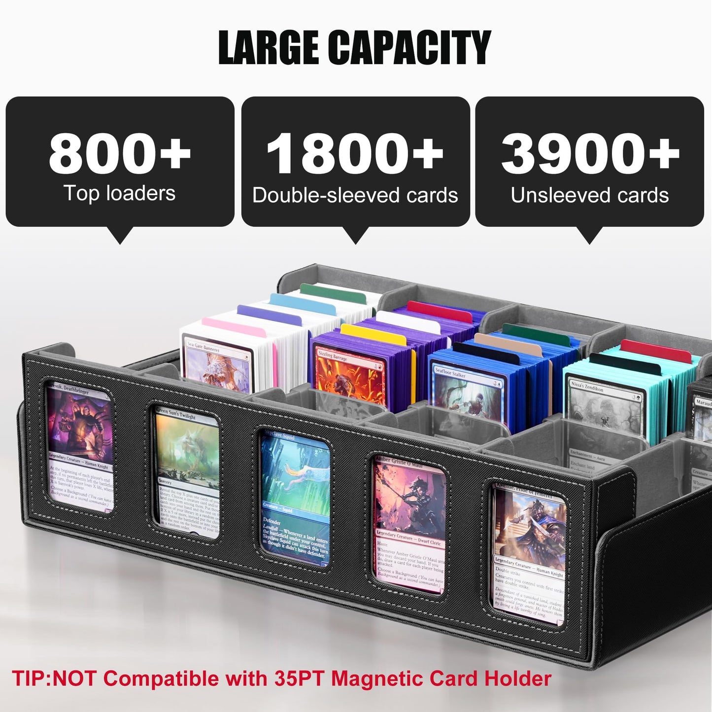 Kabinka 5-Row Trading Card Storage Box with Commander Display – 3900+ Capacity