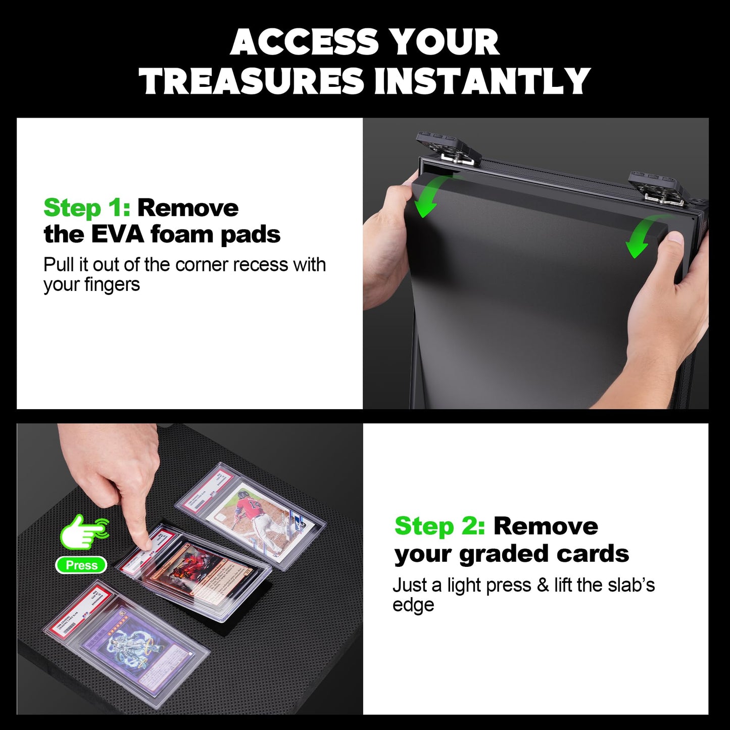Kabinka Graded Card Storage Box with Display Window — TSA Locks & 110+ Card Capacity