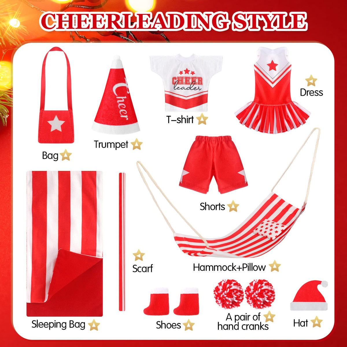 Kacctyen 11-Piece Christmas Doll Accessories Set | Sleeping Bag, Dress & More