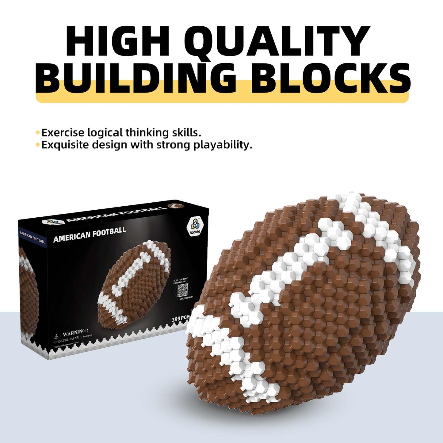 KADELE Football Block Set – 399-Piece Polyhedral Spherical Building Toy for Adults | Desktop Decor & STEM Challenge