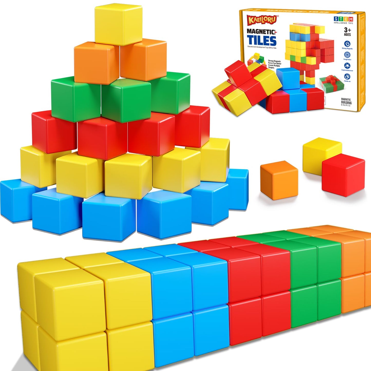 KAEILORU Magnetic Blocks for Toddlers – 1.42-Inch STEM Building Tiles