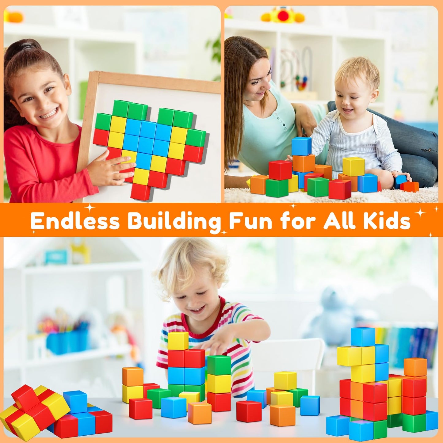 KAEILORU Magnetic Blocks for Toddlers – 1.42-Inch STEM Building Tiles