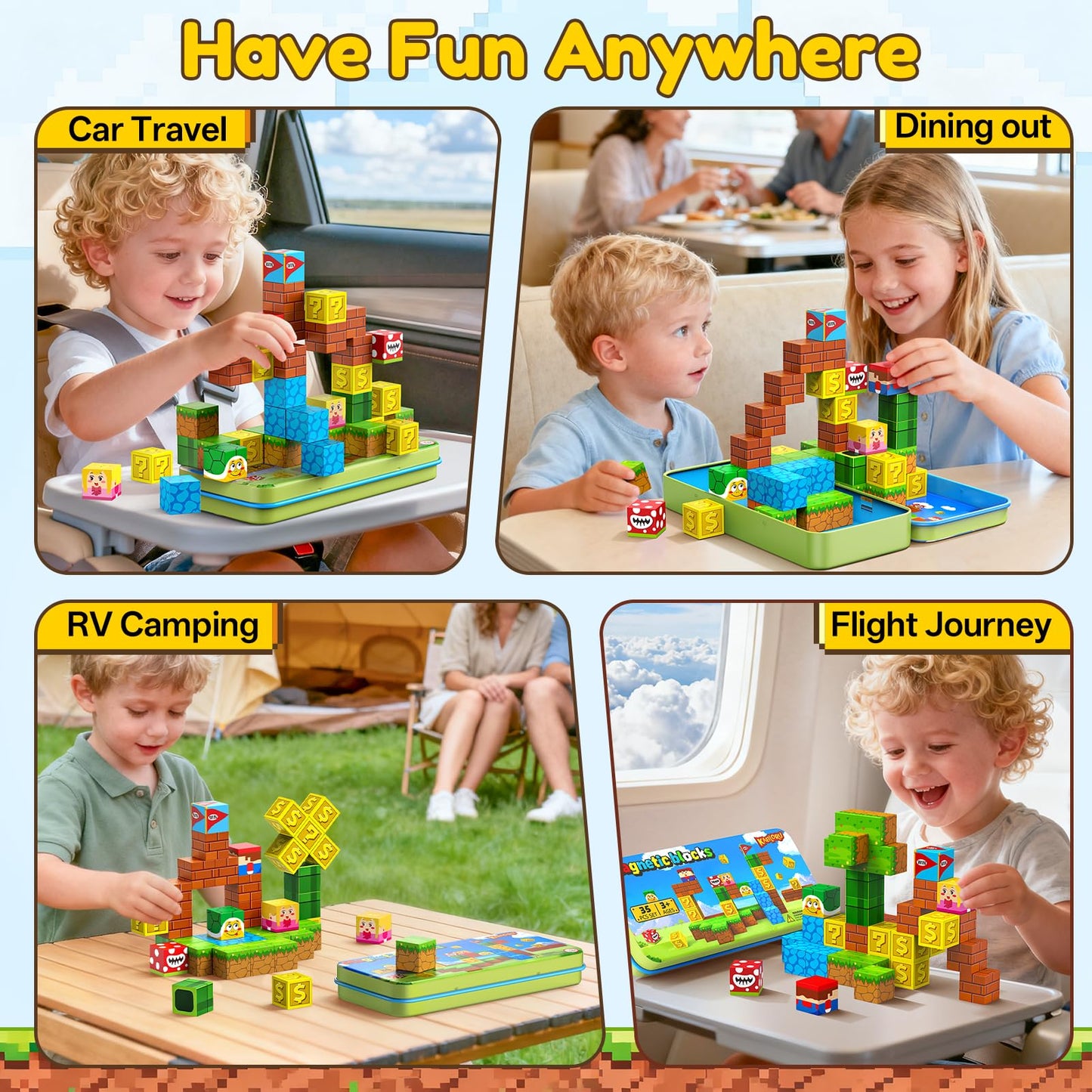 KAEILORU Magnetic Blocks Travel Toys – 35 PCS STEM Cubes for Kids 3-8