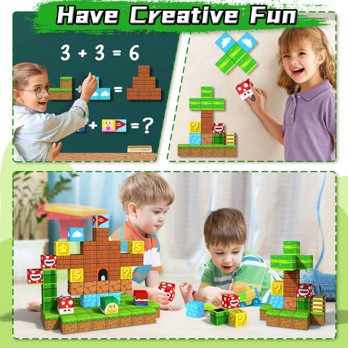 KAEILORU Magnetic Blocks – 1.21-Inch Cubes, 48PCS, Large STEM Toy for Toddlers 3-8