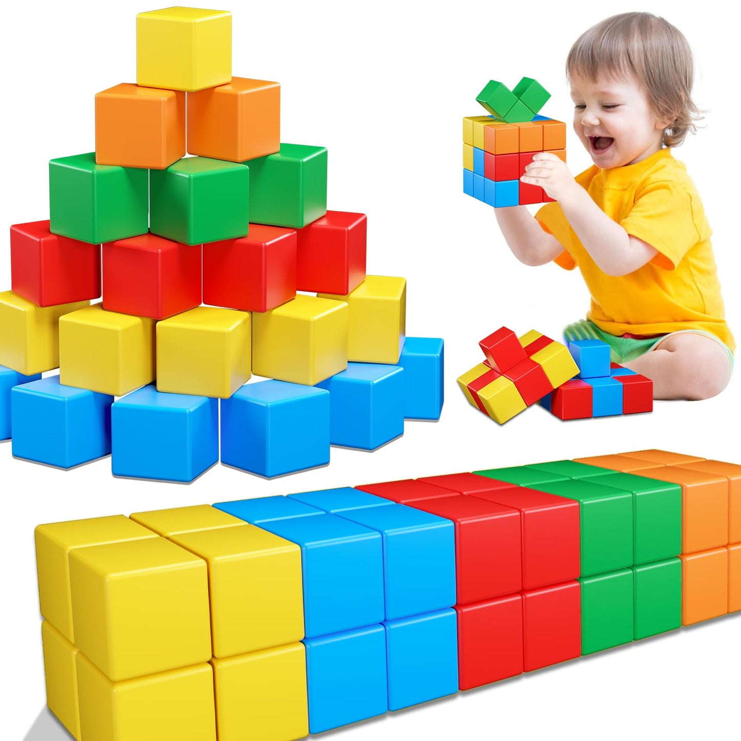 KAEILORU Magnetic Blocks for Toddlers – 1.42-Inch STEM Building Tiles