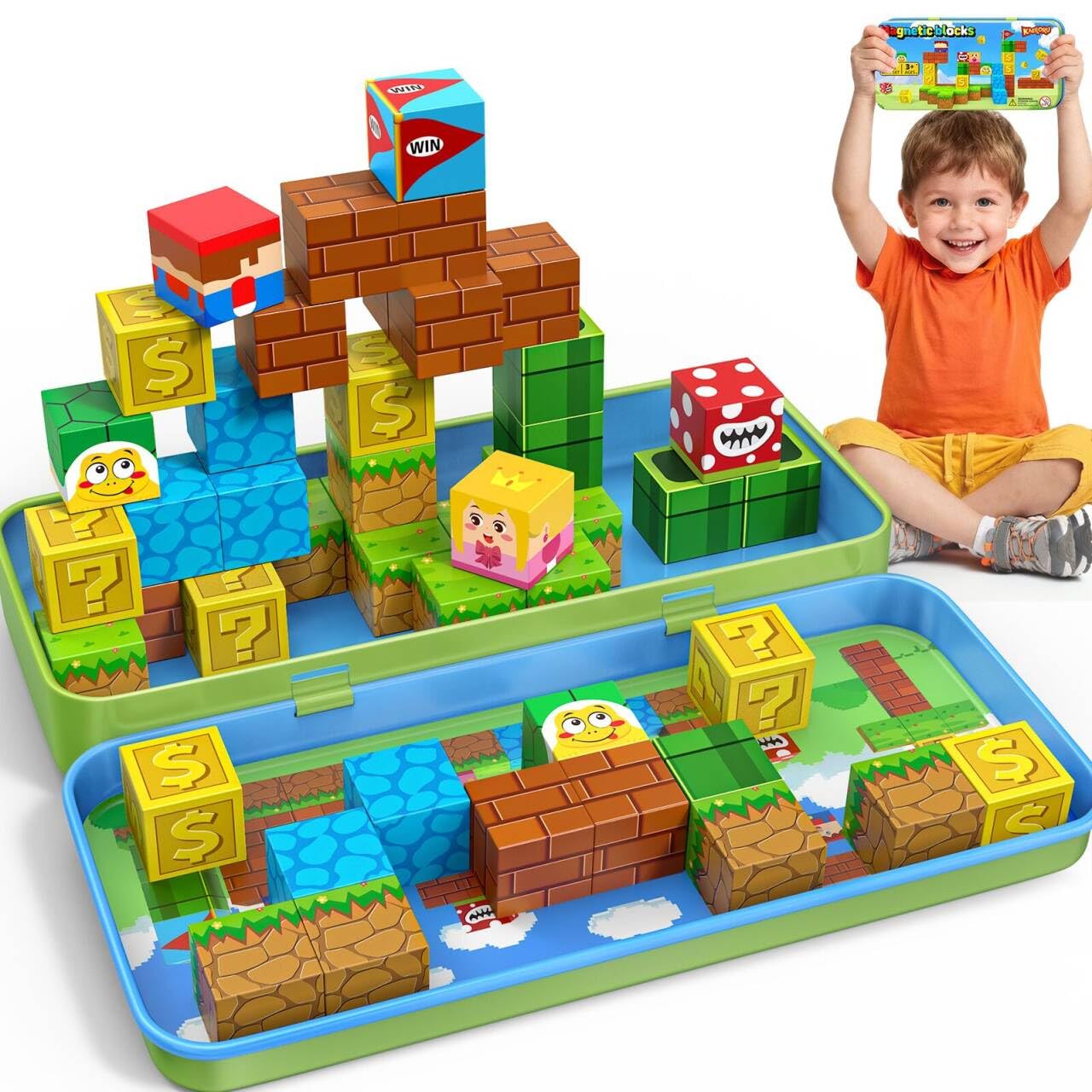 KAEILORU Magnetic Blocks Travel Toys – 35 PCS STEM Cubes for Kids 3-8