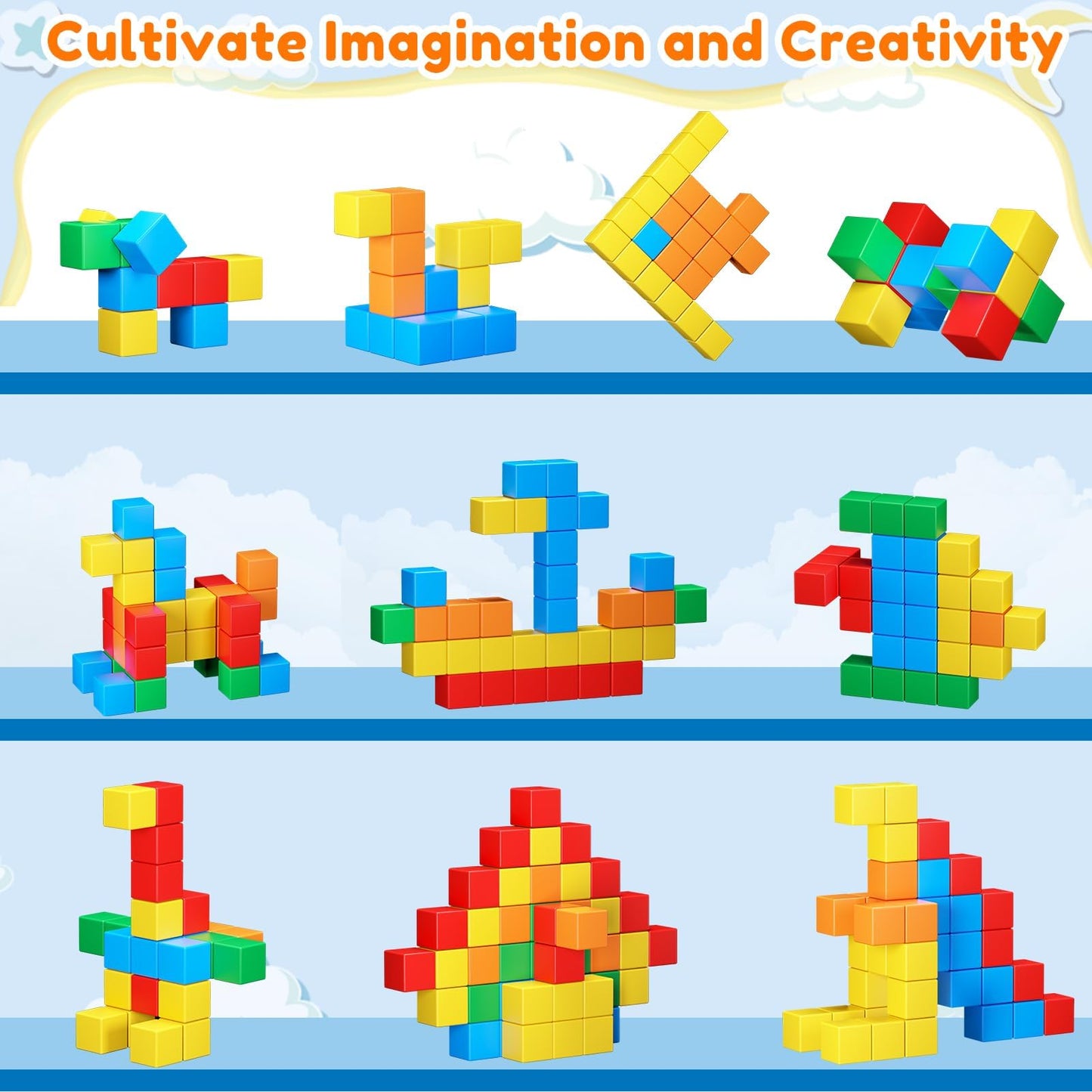 KAEILORU Magnetic Blocks for Kids 3-5 | STEM Building Toy & Creative Learning Cubes