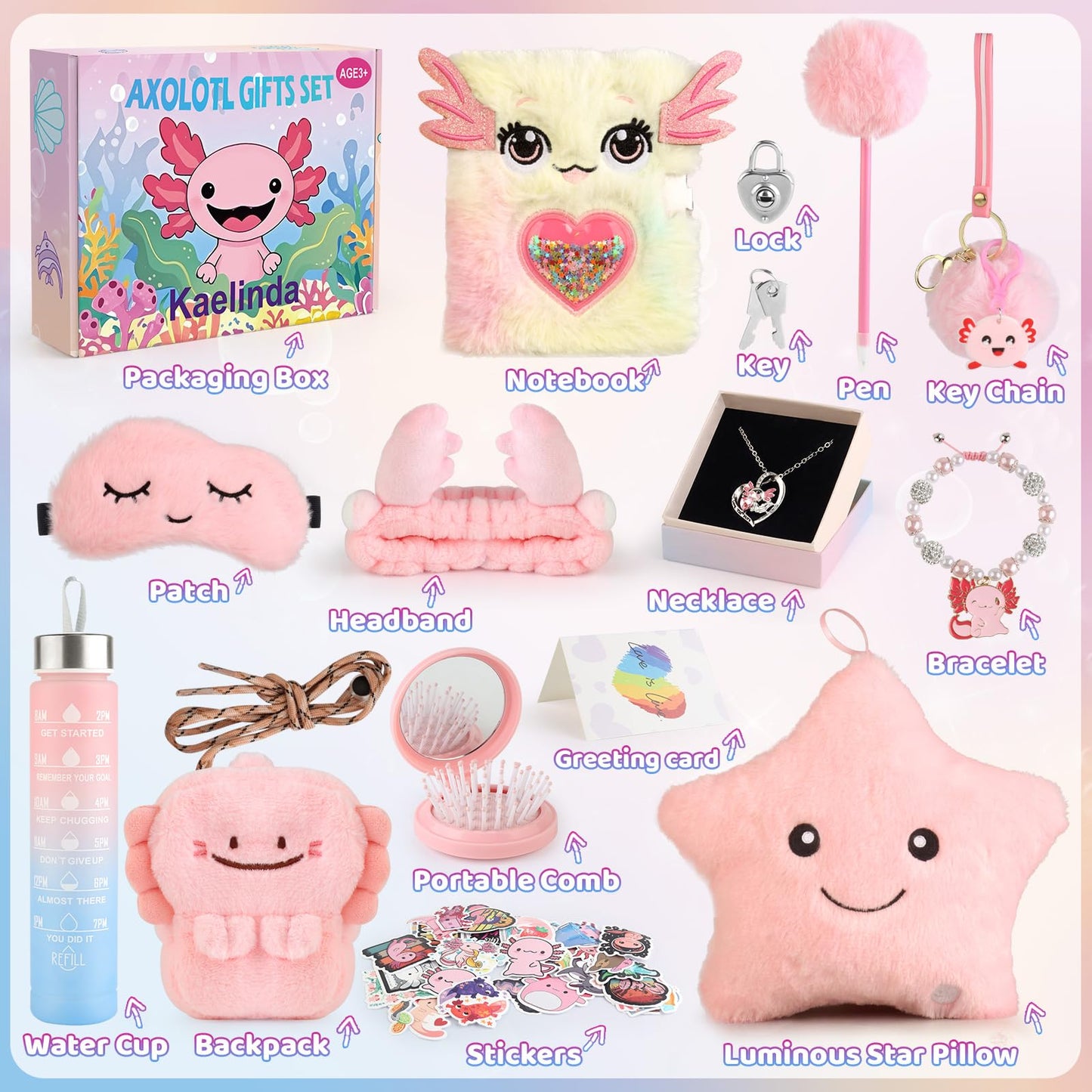 Kaelinda Axolotl Gifts for Girls – Gift Box for Ages 3-8 (Birthday & Holiday)