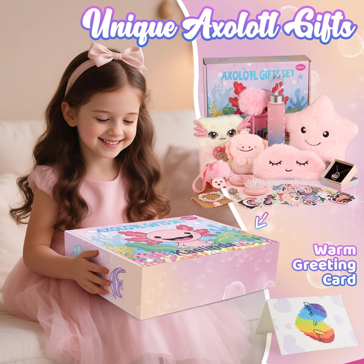 Kaelinda Axolotl Gifts for Girls – Gift Box for Ages 3-8 (Birthday & Holiday)