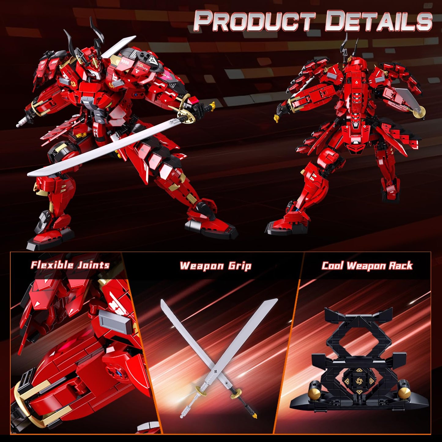 Kafei Samurai Mech Building Set – 923 Pieces, Double Swords, LEGO-Compatible
