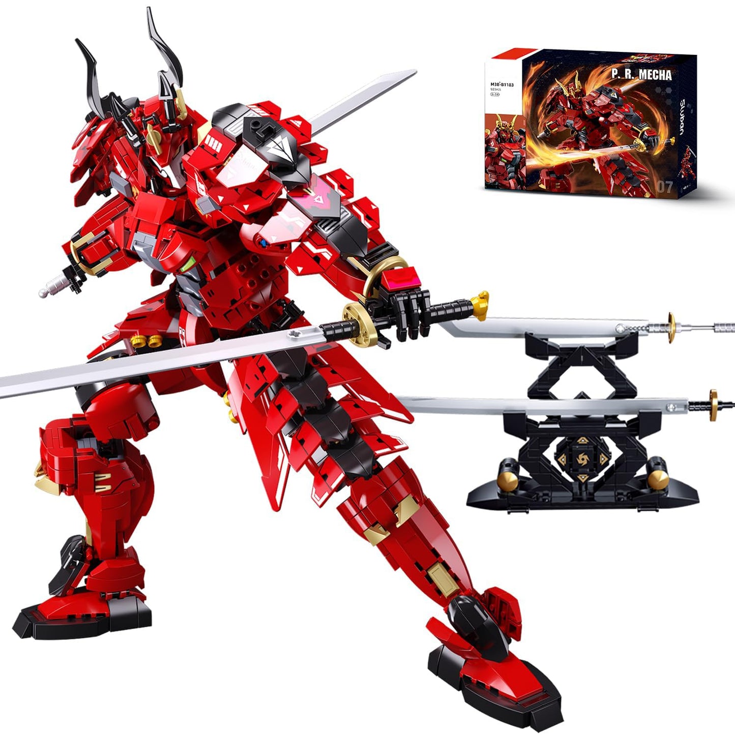 Kafei Samurai Mech Building Set – 923 Pieces, Double Swords, LEGO-Compatible